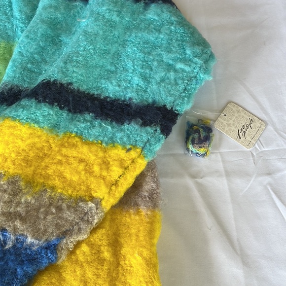 Free People Dream Team Cardigan Stripe Hooded Sweater Sunny Skies Size L - Picture 8 of 15